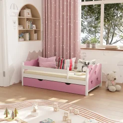 Kinderbett Jessica Rosa 70x140 cm mit Schublade, ohne Matratze Vitalispa