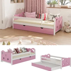 Kinderbett Jessica Rosa 80x160 cm mit Schublade, ohne Matratze Vitalispa