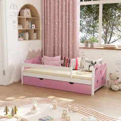 Kinderbett Jessica Rosa 80x160 cm mit Schublade, ohne Matratze Vitalispa
