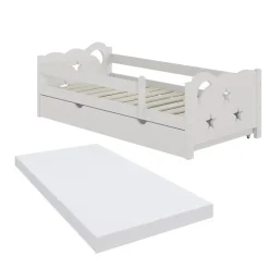 Kinderbett Jessica Weiß 80x160 cm mit Schublade und Matratze Vitalispa