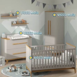 Kinderbett Malia Cashmere/Eiche 70x140 143.2 x 81 cm, mit Matratze Vitalispa