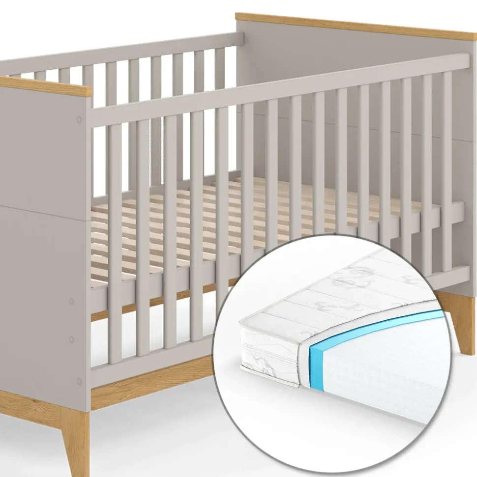 Kinderbett Malia Cashmere/Eiche 70x140 143.2 x 81 cm, mit Matratze Vitalispa