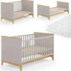 Kinderbett Malia Cashmere/Eiche 70x140 143.2 x 81 cm, mit Matratze Vitalispa