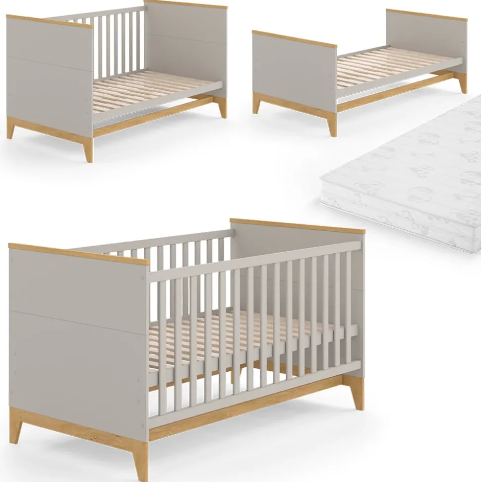 Kinderbett Malia Cashmere/Eiche 70x140 143.2 x 81 cm, mit Matratze Vitalispa