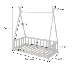Kinderbett Susanna Weiß 70x140 cm mit Rausfallschutz Vitalispa