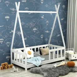 Kinderbett Susanna Weiß 70x140 cm mit Rausfallschutz Vitalispa