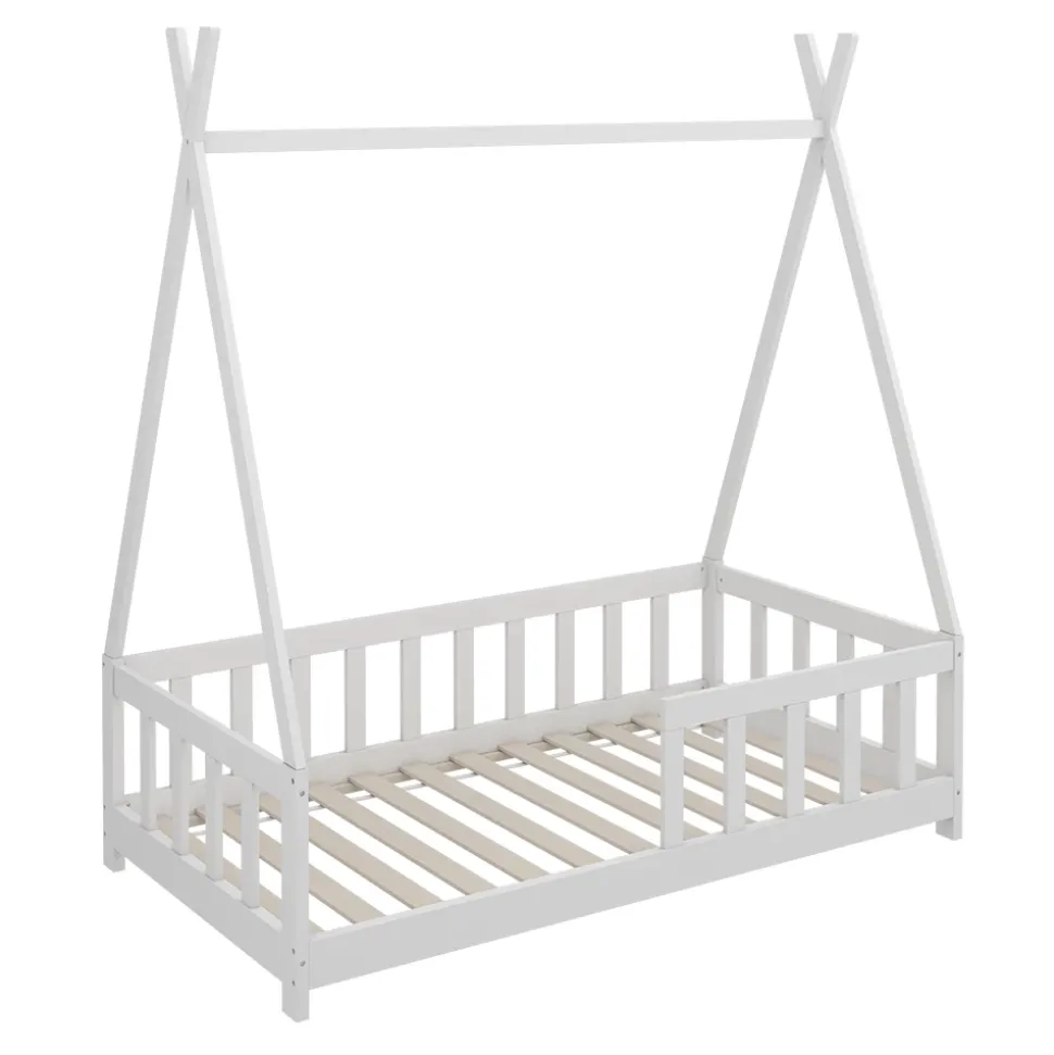 Kinderbett Susanna Weiß 80x160 cm mit Rausfallschutz Vitalispa