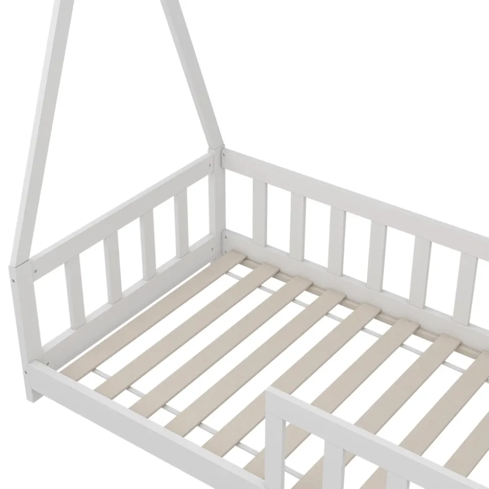 Kinderbett Susanna Weiß 80x160 cm mit Rausfallschutz Vitalispa