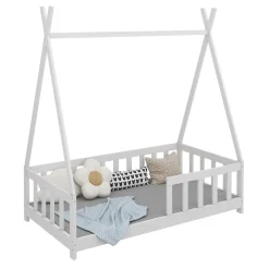 Kinderbett Susanna Weiß 80x160 cm mit Rausfallschutz Vitalispa