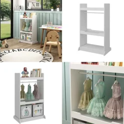 Kinderkleiderschrank Conny Weiß 67 x 110 cm mit Kleiderstange Vicco