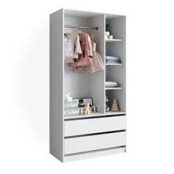 Kinderkleiderschrank Elmo Weiß 100 x 200 cm mit 2 Schubladen Vicco