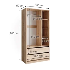 Kinderkleiderschrank Elmo Sonoma 100 x 200 cm mit 2 Schubladen Vicco