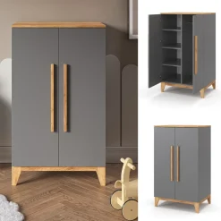 Kinderkleiderschrank Malia Grau 70 x 120 cm Vitalispa