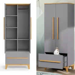 Kinderkleiderschrank Malia Grau 70 x 186.8 cm Vitalispa