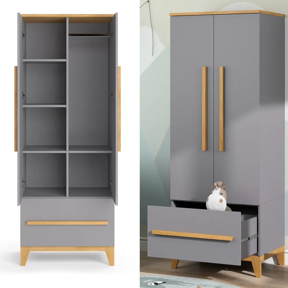 Kinderkleiderschrank Malia Grau 70 x 186.8 cm Vitalispa