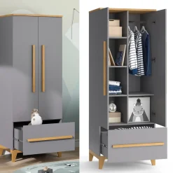 Kinderkleiderschrank Malia Grau 70 x 186.8 cm Vitalispa