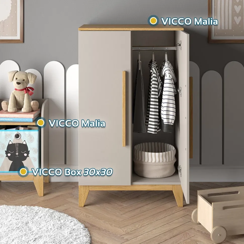 Kinderkleiderschrank Malia Cashmere/Eiche 70 x 120 cm Vitalispa