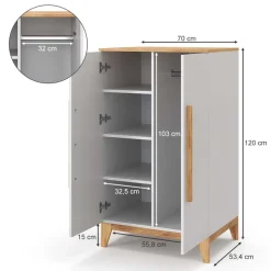 Kinderkleiderschrank Malia Weiß 70 x 120 cm Vitalispa
