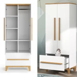 Kinderkleiderschrank Malia Weiß 70 x 186.8 cm Vitalispa