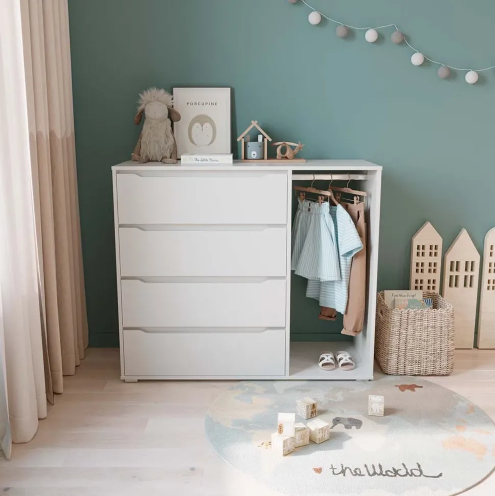 Kinderkleiderschrank Ruben Weiß 120 x 101.9 cm mit 4 Schubladen Vicco