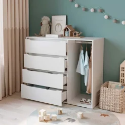 Kinderkleiderschrank Ruben Weiß 120 x 101.9 cm mit 4 Schubladen Vicco