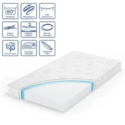 Kindermatratze Weiß 70 x 140 cm H2 Härtegrad Vitalispa