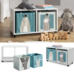 Kinderregal Weiß 72 x 42.4 cm mit 2 Faltboxen Vicco