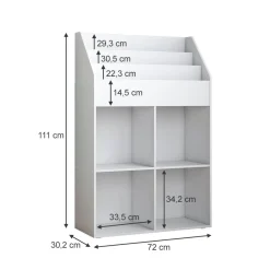 Kinderregal Conny Weiß 72 x 111 cm mit 4 Ablagen für Faltboxen Vicco