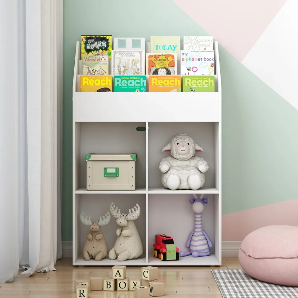 Kinderregal Conny Weiß 72 x 111 cm mit 4 Ablagen für Faltboxen Vicco