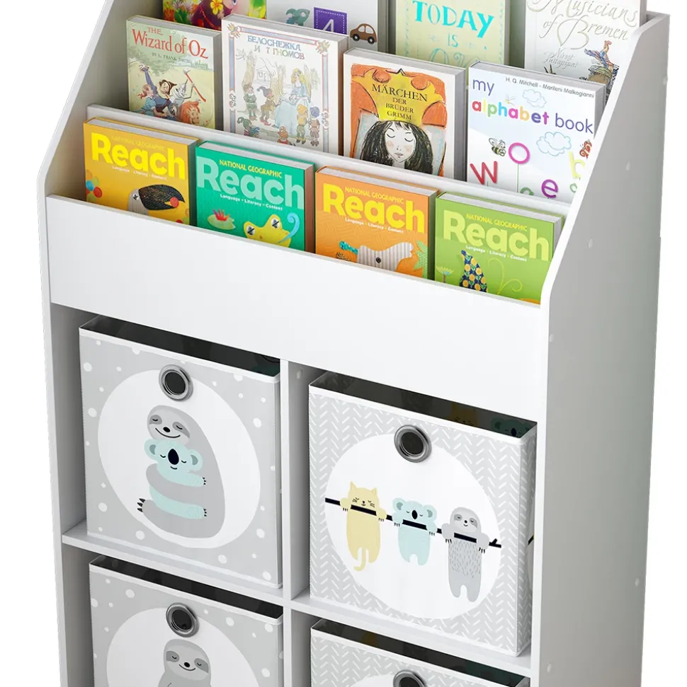 Kinderregal Conny Weiß 72 x 111 cm mit 4 Ablagen für Faltboxen Vicco