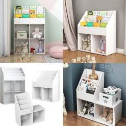 Kinderregal Conny Weiß 72 x 111 cm mit 4 Ablagen für Faltboxen Vicco