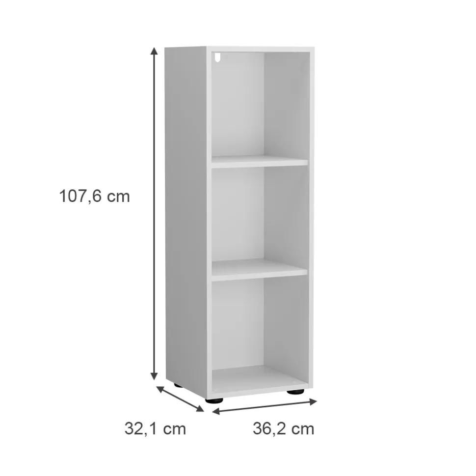 Kinderregal Estell Weiß 36.2 x 107.6 cm 3 Fächer Vicco