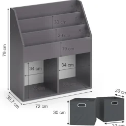 Kinderregal Luigi Grau 72 x 79 cm mit 2 Faltboxen opt.1 Vicco
