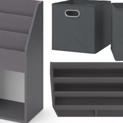 Kinderregal Luigi Grau 72 x 79 cm mit 2 Faltboxen opt.1 Vicco