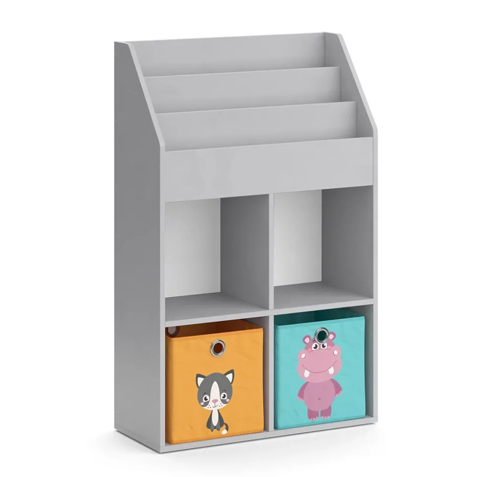 Kinderregal Luigi Grau 72 x 114.2 cm mit 2 Faltboxen Vicco