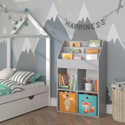 Kinderregal Luigi Grau 72 x 114.2 cm mit 2 Faltboxen Vicco