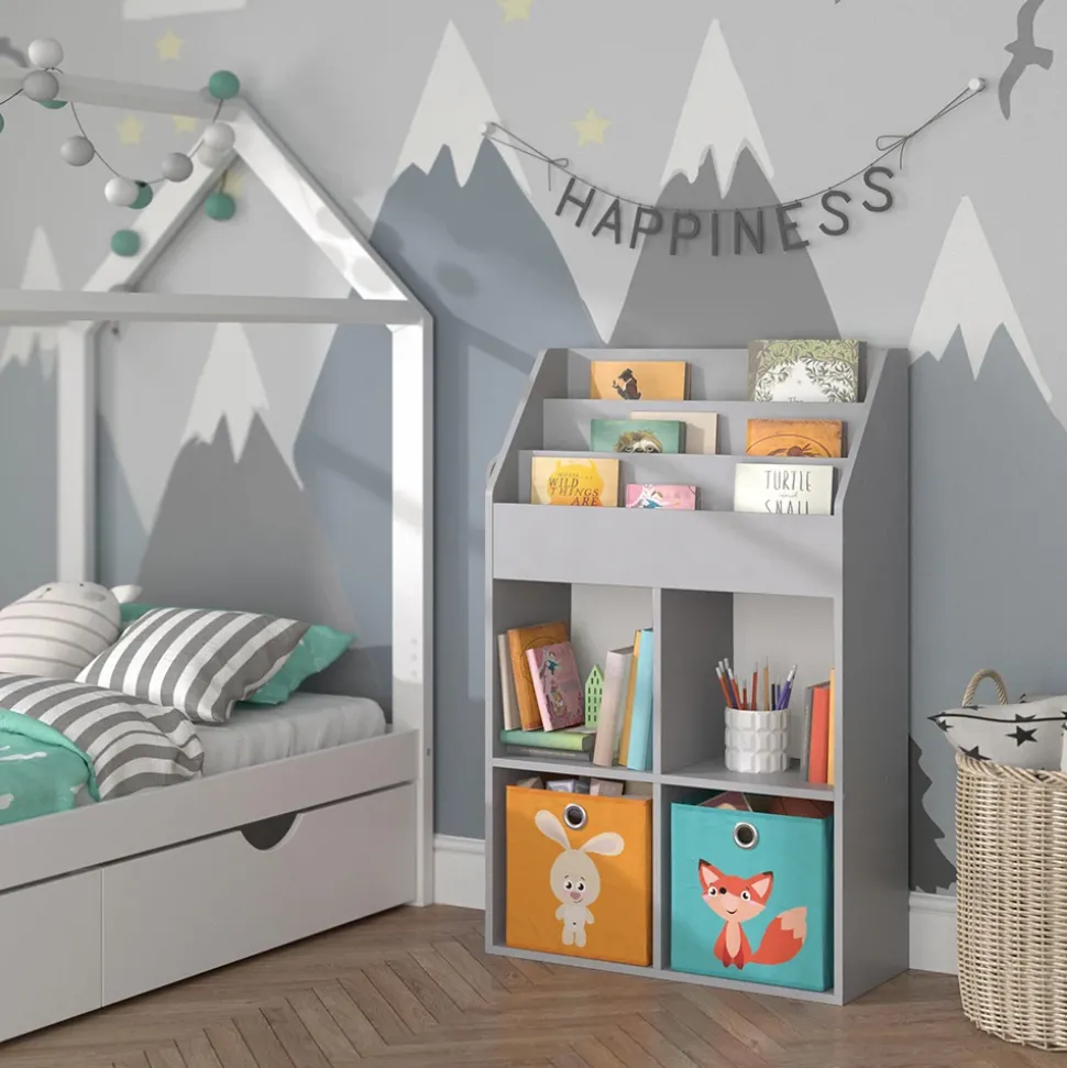 Kinderregal Luigi Grau 72 x 114.2 cm mit 2 Faltboxen Vicco