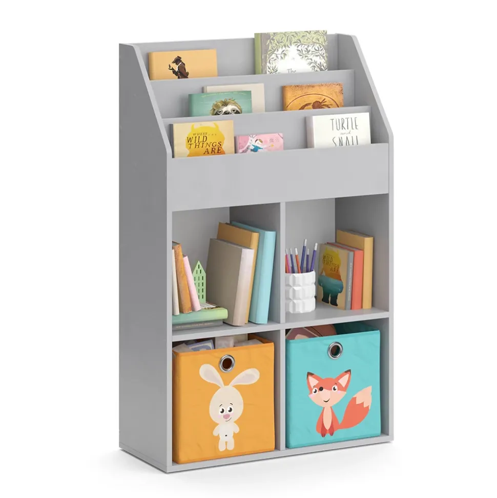 Kinderregal Luigi Grau 72 x 114.2 cm mit 2 Faltboxen Vicco