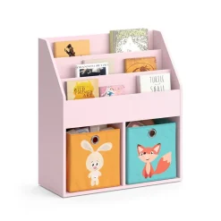 Kinderregal Luigi Rosa 72 x 79 cm mit 2 Faltboxen (Fuchs, Hase) Vicco