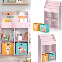 Kinderregal Luigi Rosa 72 x 114.2 cm mit 2 Faltboxen (bunt) Vicco