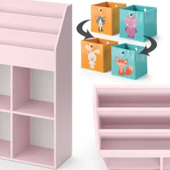 Kinderregal Luigi Rosa 72 x 114.2 cm mit 2 Faltboxen (bunt) Vicco