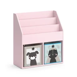 Kinderregal Luigi Rosa 72 x 79 cm mit 2 Faltboxen (Hund, Katze) Vicco