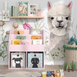 Kinderregal Luigi Rosa 72 x 79 cm mit 2 Faltboxen (Hund, Katze) Vicco