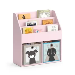 Kinderregal Luigi Rosa 72 x 79 cm mit 2 Faltboxen (Hund, Katze) Vicco