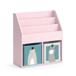 Kinderregal Luigi Rosa 72 x 79 cm mit 2 Faltboxen (Bär, Schaf) Vicco