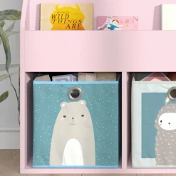 Kinderregal Luigi Rosa 72 x 79 cm mit 2 Faltboxen (Bär, Schaf) Vicco