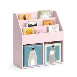 Kinderregal Luigi Rosa 72 x 79 cm mit 2 Faltboxen (Bär, Schaf) Vicco