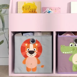 Kinderregal Luigi Rosa 72 x 79 cm mit 2 Faltboxen (Löwe, Krokodil) Vicco