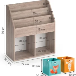 Kinderregal Luigi Sonoma 72 x 79 cm mit 2 Faltboxen opt.1 Vicco