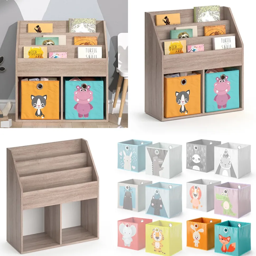 Kinderregal Luigi Sonoma 72 x 79 cm mit 2 Faltboxen opt.1 Vicco